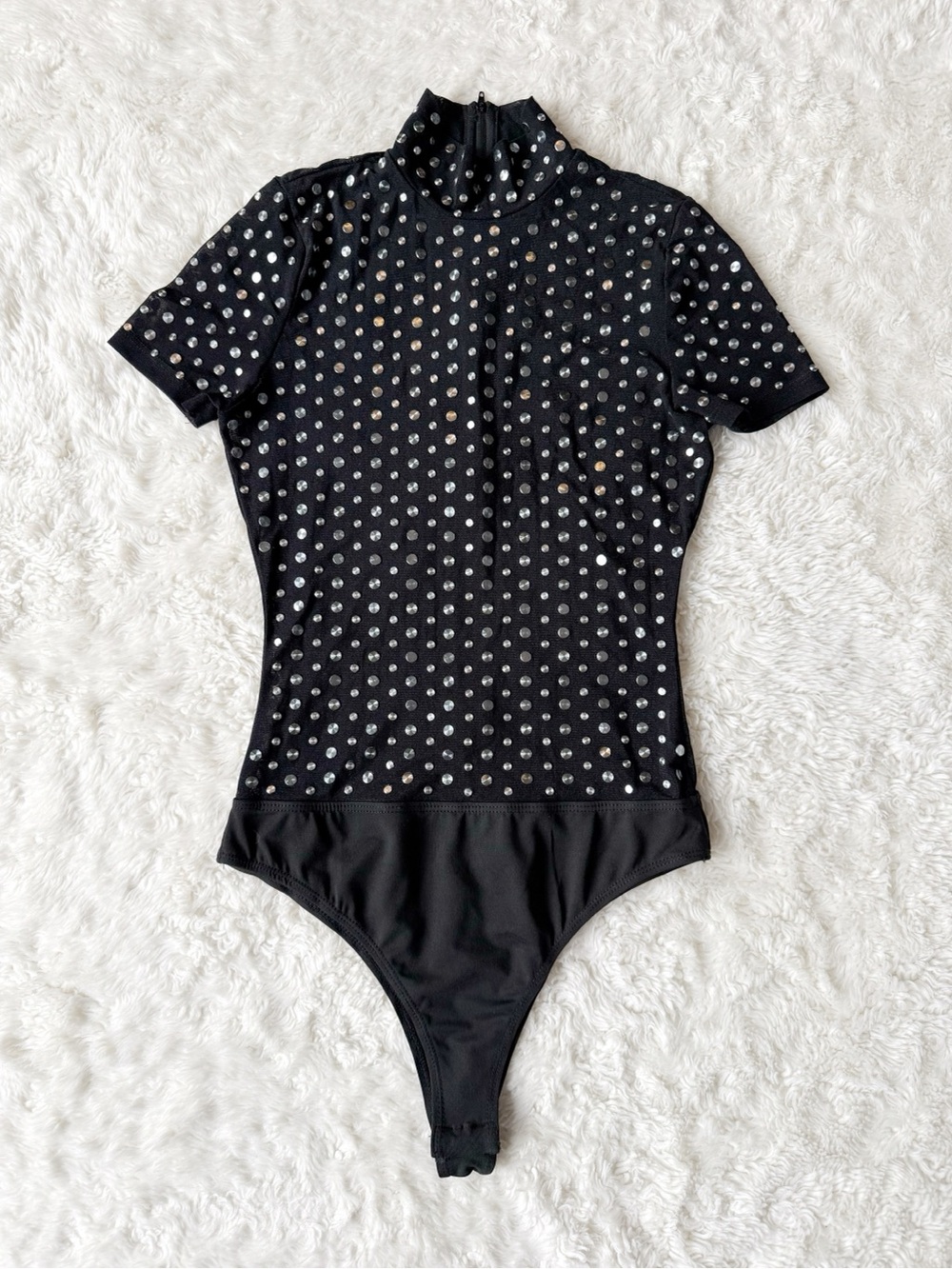 Banjul Woman Black Sheer Metal Detail Bodysuit SMALL Whimsigoth Grunge Goth